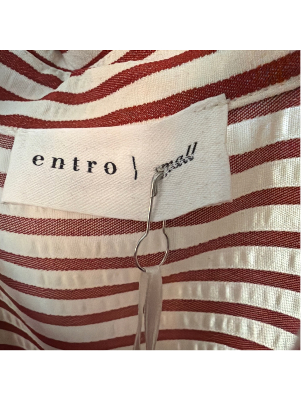 Entro Textured Stripe Button Down Shirt Dress in Rust Size S - Picture 8 of 8
